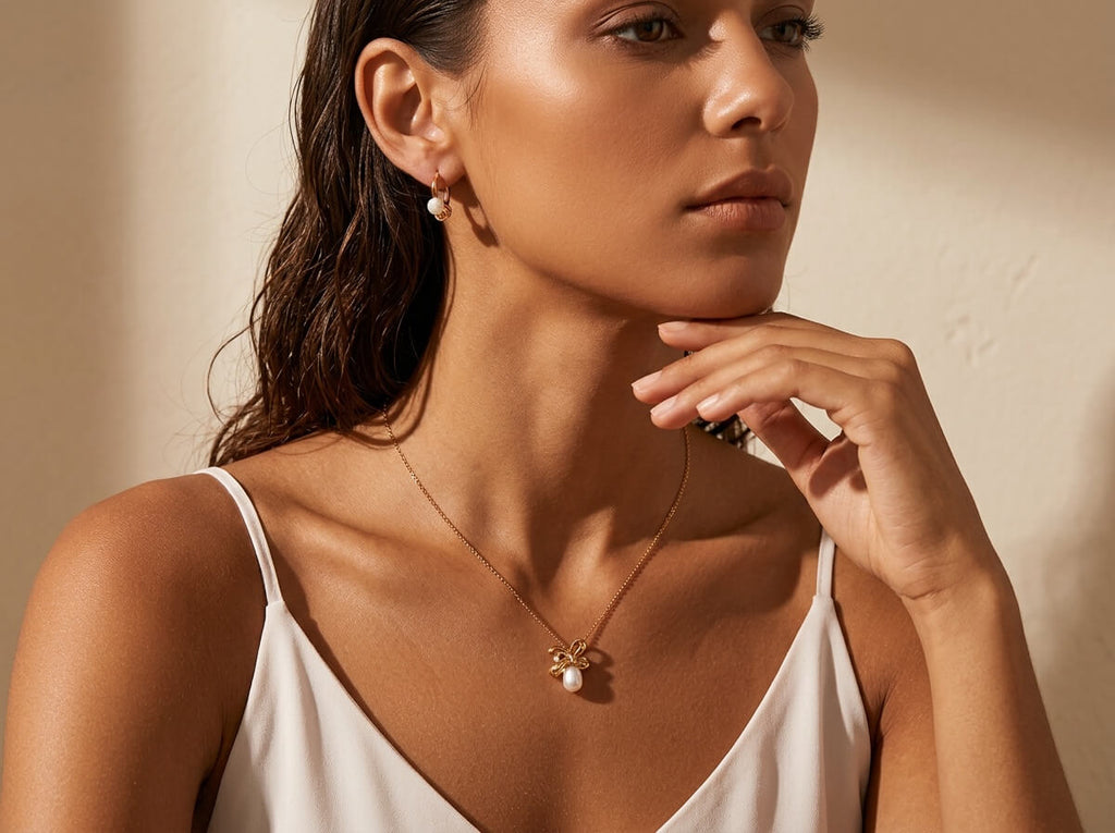 Knotted Pearl Hoop Earrings