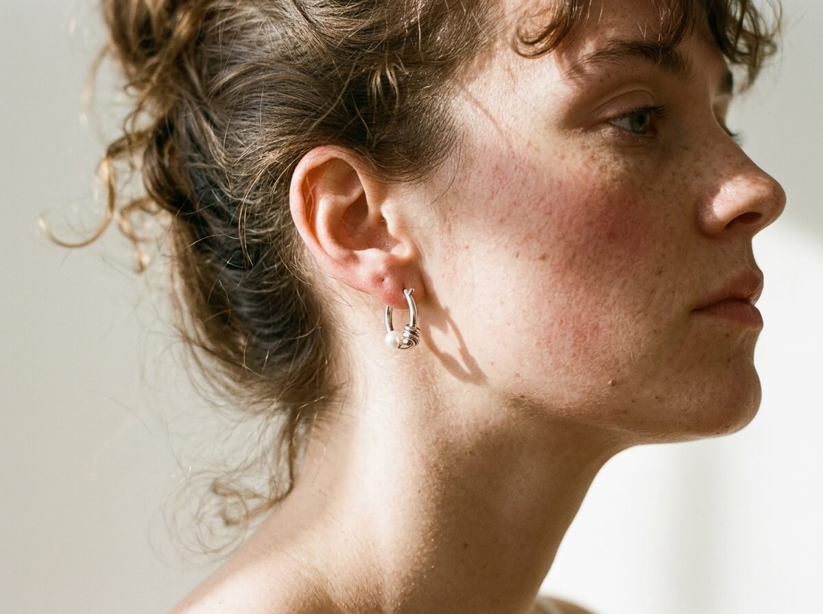 Knotted Pearl Hoop Earrings