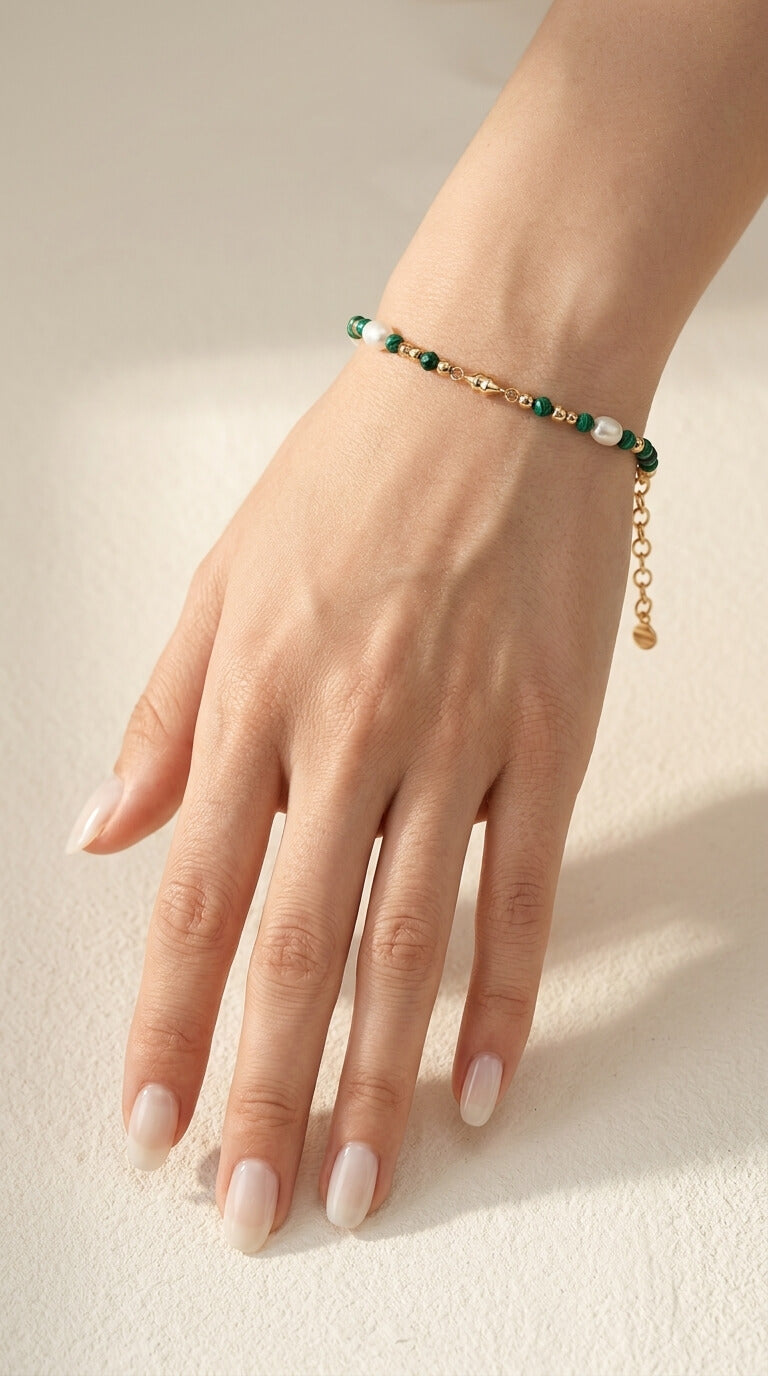Pearl & Malachite Jardin Vert Bracelet