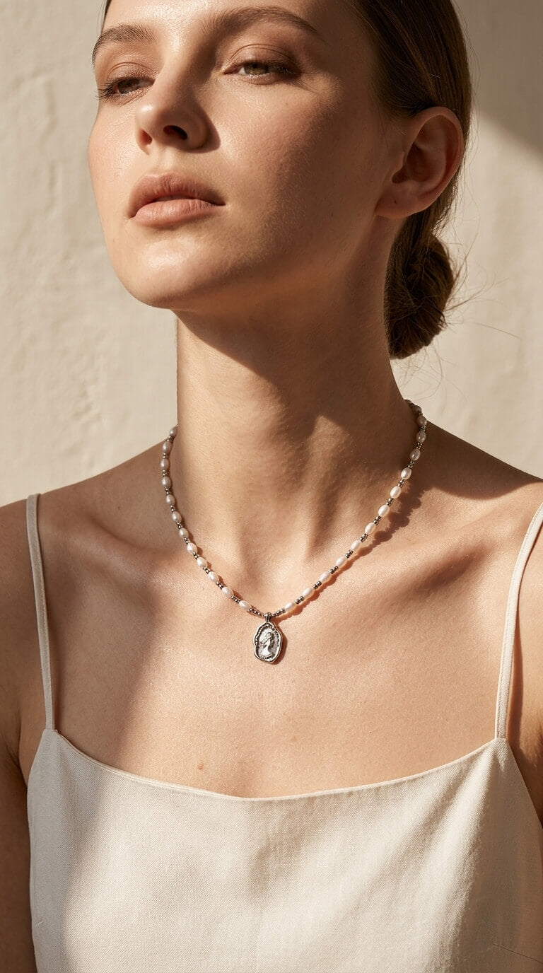 Queen Coin Pearl & Bead Strand Necklace