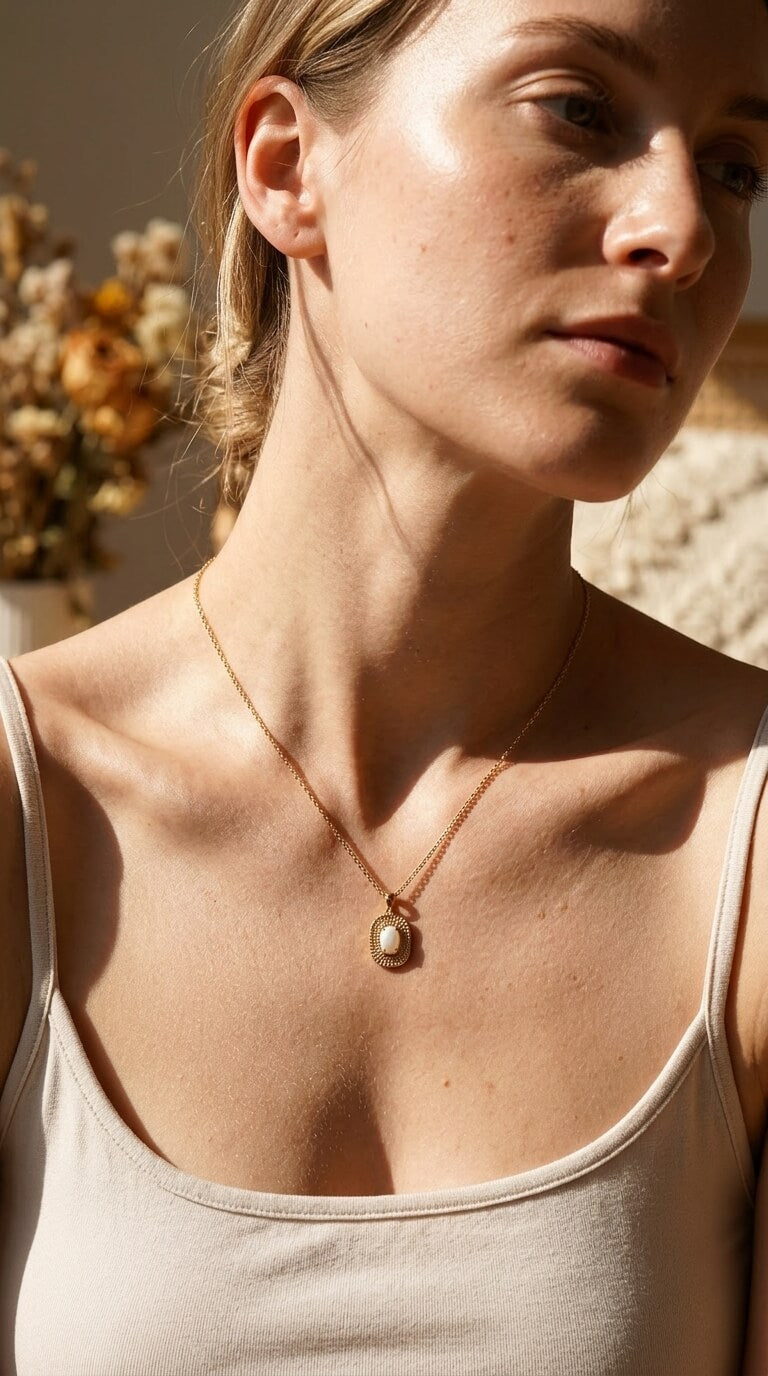 Velvet Stone Medallion Necklace