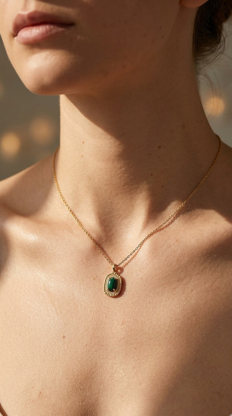 Velvet Stone Medallion Necklace