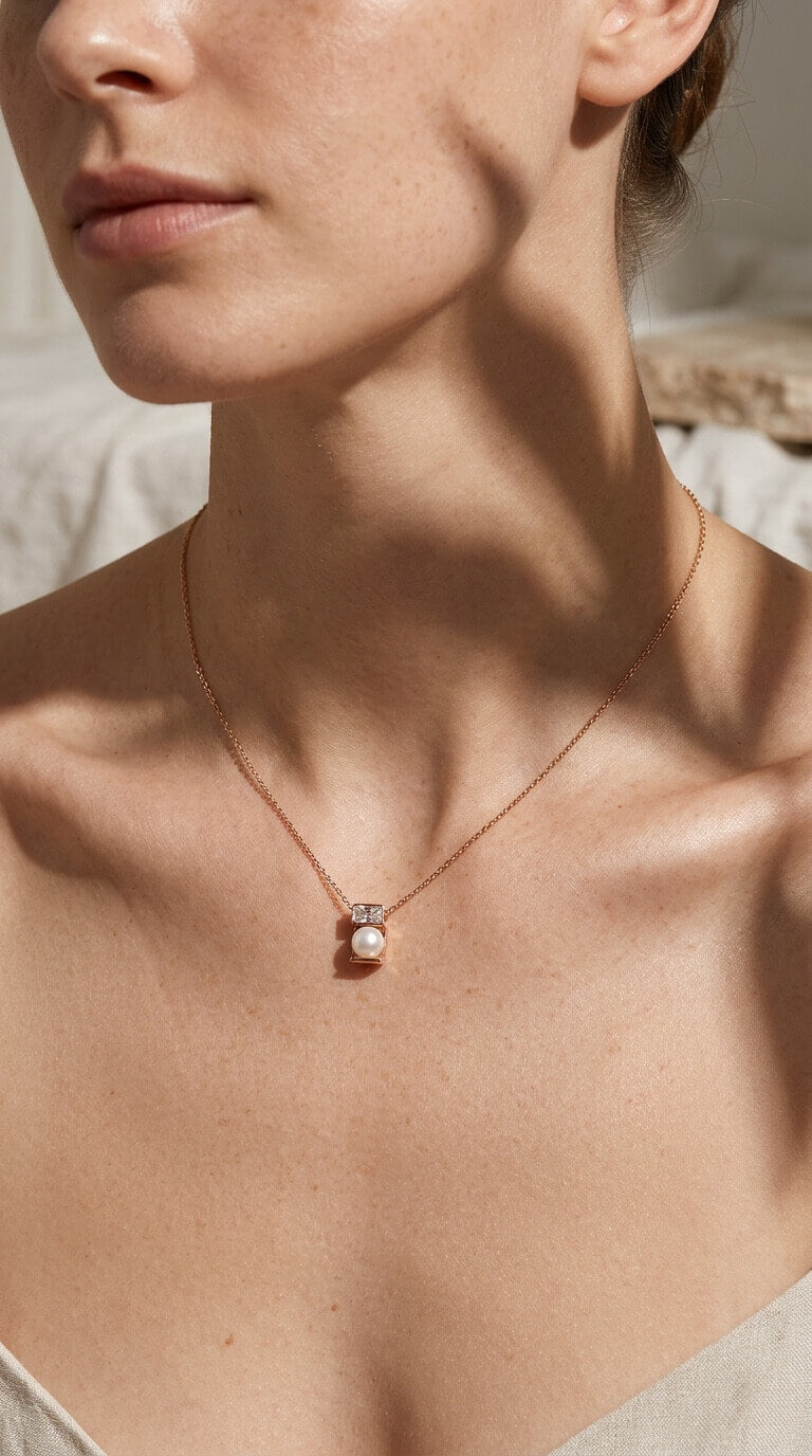 Lumière Pearl & Crystal Bar Necklace