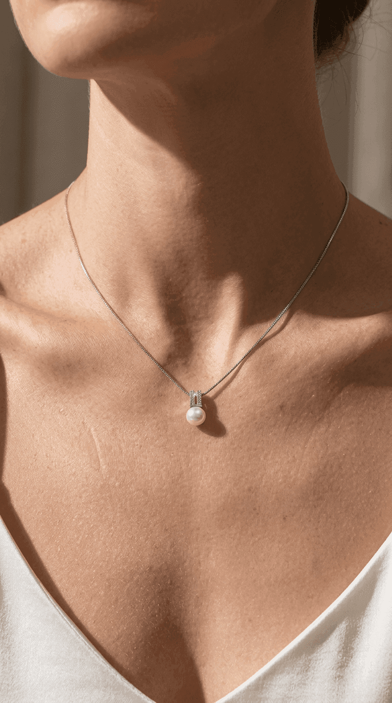 Éclat Pearl & Pavé Drop Necklace