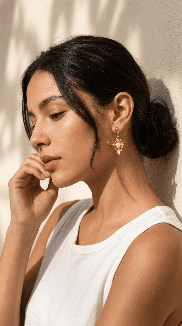 Molten Oyster Shell Pearl Drop Earrings