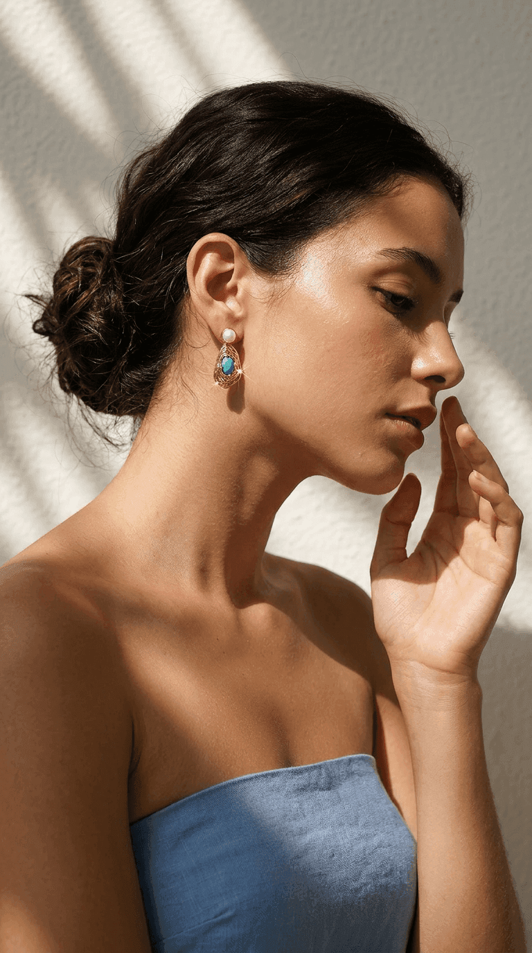 Pearl & Turquoise Sculptural Drop Earrings