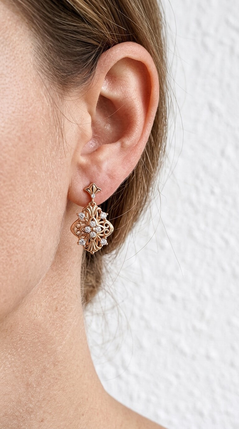 Four-Leaf Iris Drop Earrings