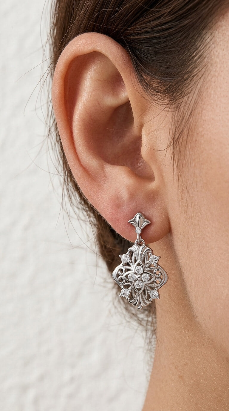 Four-Leaf Iris Drop Earrings