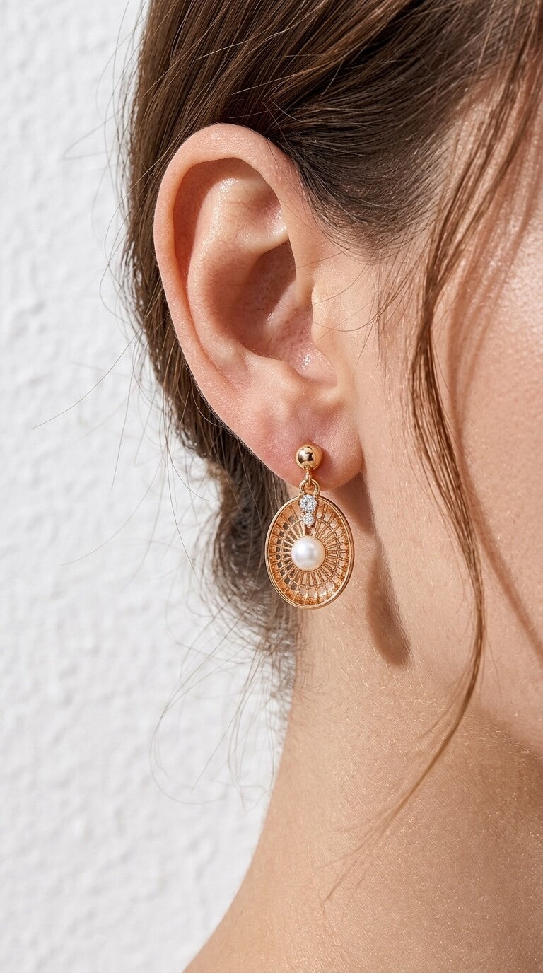 Sunburst Pearl Drop Earrings
