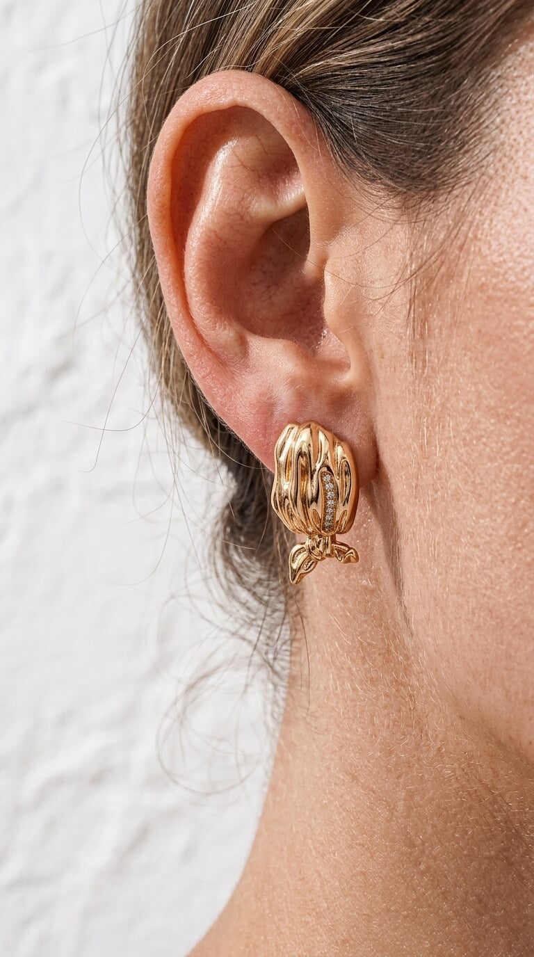 Sculptural Shell Bow Drop Earrings